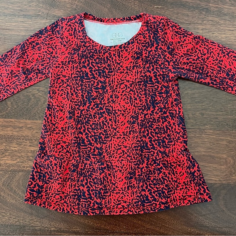 Egg By Susan Lazar Girls Red And Black Long Sleeve Dress Size 2T/2 Years